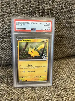 2025 POKEMON HOLIDAY CALENDAR #25 PIKACHU PSA 10 LOW POP OF 5 - Image 1