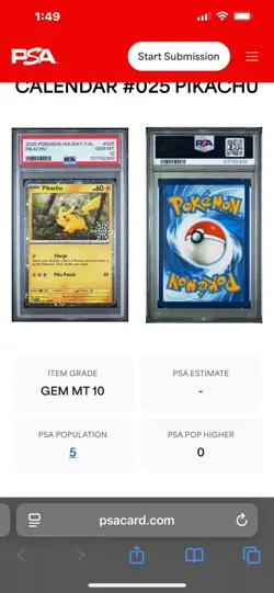 2025 POKEMON HOLIDAY CALENDAR #25 PIKACHU PSA 10 LOW POP OF 5 - Image 3