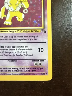 Hypno 8/62 Holo Rare MP Pokemon TCG Fossil MP - Image 4