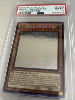 2020 Winged Dragon of Ra 1st Edition Ghost Rare LED7-EN000 YUGIOH PSA 8 MINT NM - Image 1