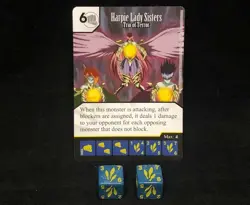 1996 DICE MASTERS RARE YU-GI-OH CARD + DICES #98 Harpie Lady Sisters - Image 1