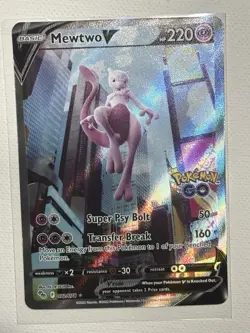 Pokemon TCG Mewtwo v Alt Art Full Art Holo Ultra Rare Card 072/078 Pokemon Go - Image 1