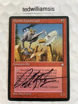 MtG Orcish Lumberjack Ice Age Signed Autographed Dan Frazier - Image 1