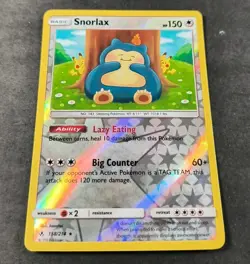 Pokemon Unbroken Bonds Snorlax Reverse Holo Rare Card 158/214 LP - Image 1