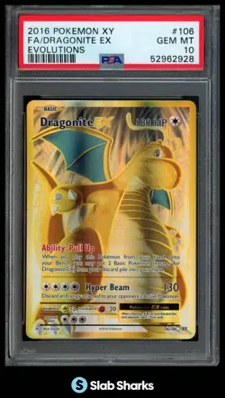 2016 POKEMON XY EVOLUTIONS #106/108 DRAGONITE EX ULTRA RARE PSA 10 - Image 1
