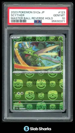 2023 POKEMON SV 151 (JAPANESE) SCYTHER REVERSE HOLO MASTER BALL PSA 10 - Image 1