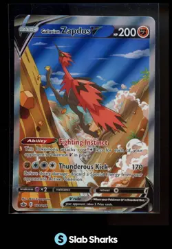 2021 POKEMON SWORD & SHIELD CHILLING REIGN #174/198 GALARIAN ZAPDOS V ULTRA RARE - Image 1