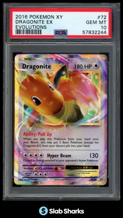2016 POKEMON XY EVOLUTIONS #72/108 DRAGONITE EX HOLO PSA 10 - Image 1