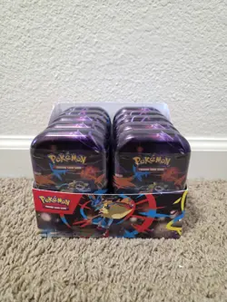 Pokemon TCG Mega Evolution Heroes Mini Tin x10 with display Tins Factory Sealed - Image 1
