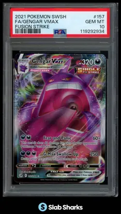 2021 POKEMON SWORD & SHIELD FUSION STRIKE #157/264 GENGAR VMAX FULL ART PSA 10 - Image 1
