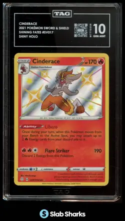 2021 POKEMON SWSH SHINING FATES #SV017/SV122 CINDERACE SHINY HOLO TAG 10 - Image 1