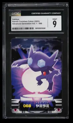 2003 Pokemon Bandai Carddass Zukan Adv. Gen Vol. 1 Sableye CGC 9 Japanese #068 - Image 1