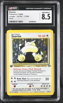 CGC 8.5 Snorlax 1999 Jungle 1st Edition 11/64 Holo Pokemon Card - Image 1