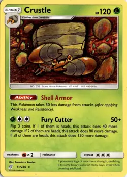 Crustle Rare SM - Unified Minds 11/236 Pokemon Card TCG - Image 1
