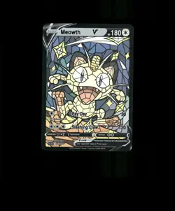 HOLO MEOWTH Card MEOWTH Stained Glass Pokemon Card READ DESCRIPTION BELOW p1 - Image 1
