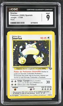 CGC 9 MINT Snorlax 2000 Jungle 11/64 Holo SPANISH Pokemon Card - Image 1