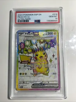 Pokemon Pikachu EX Surging Sparks #219/191 SV08 Gem Mint PSA 10 - Image 1