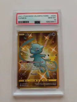 Mew 2021 Pokemon Celebrations #025 Shiny Full Art Gold Secret Rare PSA 10 - Image 1