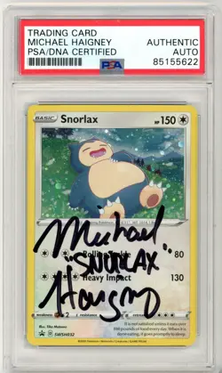 PSA Signed Michael Haigney Pokemon TCG Snorlax SWSH032 Black Star Promo Holo - Image 1