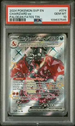 2024 POKEMON SVP EN-SV BLACK STAR PROMO PALDEAN FATES TIN CHARIZARD EX PSA 10 - Image 1