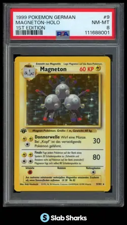 1999 POKEMON SET 1ST EDITION #9/102 MAGNETON HOLO PSA 8 - Image 1