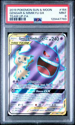 PSA 9 Gengar & Mimikyu Tag Team GX # 164/181 2019 Pokemon Sun & Moon Team Up FA - Image 1
