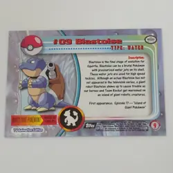 Blastoise #09 Textured Holo Foil Vintage 1999 Topps Pokemon TV Animation Edition - Image 2