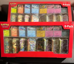 2x Lot Pokemon Prismatic Evolutions Costco 8 Mini-Tin Bundle w/Promo SEALED - Image 1