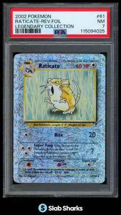 2002 POKEMON LEGENDARY COLLECTION #61/110 RATICATE REVERSE HOLO PSA 7 - Image 1