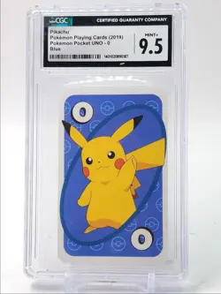 PIKACHU 2019 POKEMON PLAYING CARDS POKEMON POCKET UNO O BLUE CGC 9.5 Q1282 - Image 1