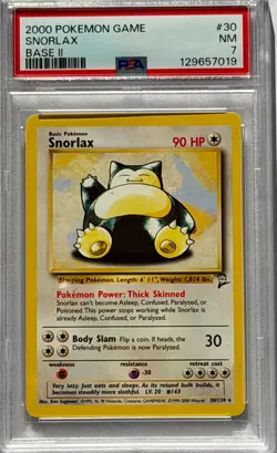 2000 Pokemon Snorlax Base Set 2 #30 PSA 7 NM WOTC Vintage Rare Card - Image 1