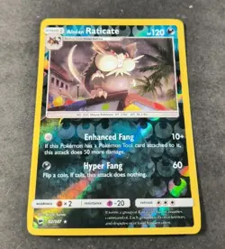 Pokemon Burning Shadows Alolan Raticate Reverse Holo Rare Card 82/147 NM - Image 1