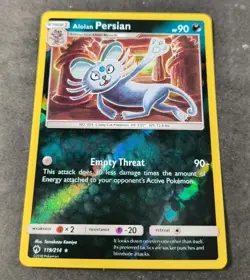 Pokemon Lost Thunder Alolan Persian Reverse Holo Rare Card 119/214 LP - Image 1