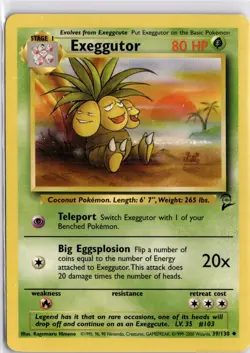 Pokemon Exeggutor 39/130 Base Set 2 Non-Holo WOTC Vintage Card TCG - Image 1