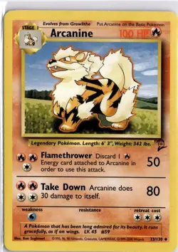Arcanine 33/130 Base Set 2 Unlimited Pokemon Trading Card TCG - Image 1