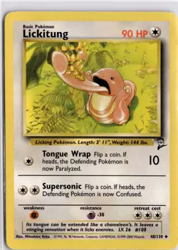 Pokemon TCG Lickitung Base Set 2 48/130 Regular Trading Card TCG WOTC - Image 1