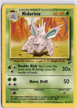 Pokemon Card Nidorino 54/130 Base Set 2 Trading Card TCG WOTC - Image 1