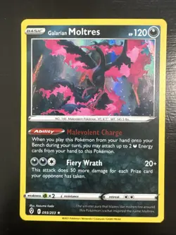 Pokemon TCG Galarian Moltres Holo Rare Card Evolving Skies 093/203 - Image 1