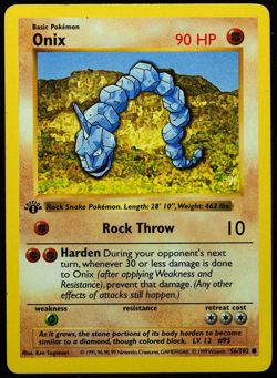 1st Edition Shadowless Onix 56/102 LP Pokemon Card - Image 1