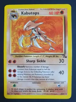 Kabutops 24/62 - Fossil Set - Pokemon Card - Excellent Condition - Image 1