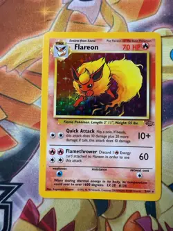 Pokemon TCG Flareon Jungle 3/64 Holo Unlimited Holo Rare Near Mint Condition - Image 1