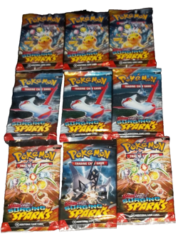 POKEMON SCARLET & VIOLET LOT (9) BOOSTER PACKS SURGING SPARKS NISP - Image 2