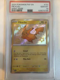 Pikachu 131/091 SV: Paldean Fates Holo Shiny Rare PSA 10 Pokemon - Image 1