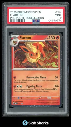 2025 POKEMON SVP EN #167 FLAREON BLACK STAR PROMO PRE POSTER COLLECTION PSA 9 - Image 1