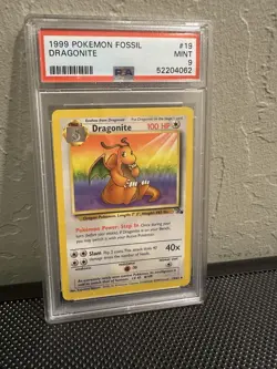1999 Pokemon Fossil Dragonite #19 English 19/62 Non-Holo Rare - PSA 9 MINT - Image 1