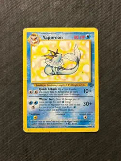Pokemon TCG Vaporeon 28/64! Damaged Condition! See Description! - Image 1