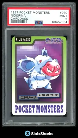 1997 JAPANESE POCKET MONSTERS #030 NIDORINA CARDDASS PSA 9 - Image 1
