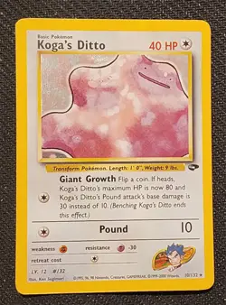 Pokemon TCG Koga's Ditto 10/132 Gym Challenge Holo Rare Card Unlimited MP - Image 1