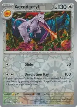 Aerodactyl 142/165 Reverse Holo Pokemon 151 Card English Near Mint - Image 1
