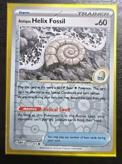 Antique Helix Fossil 153/165 Reverse Holo Pokemon 151 Card Near Mint English - Image 1